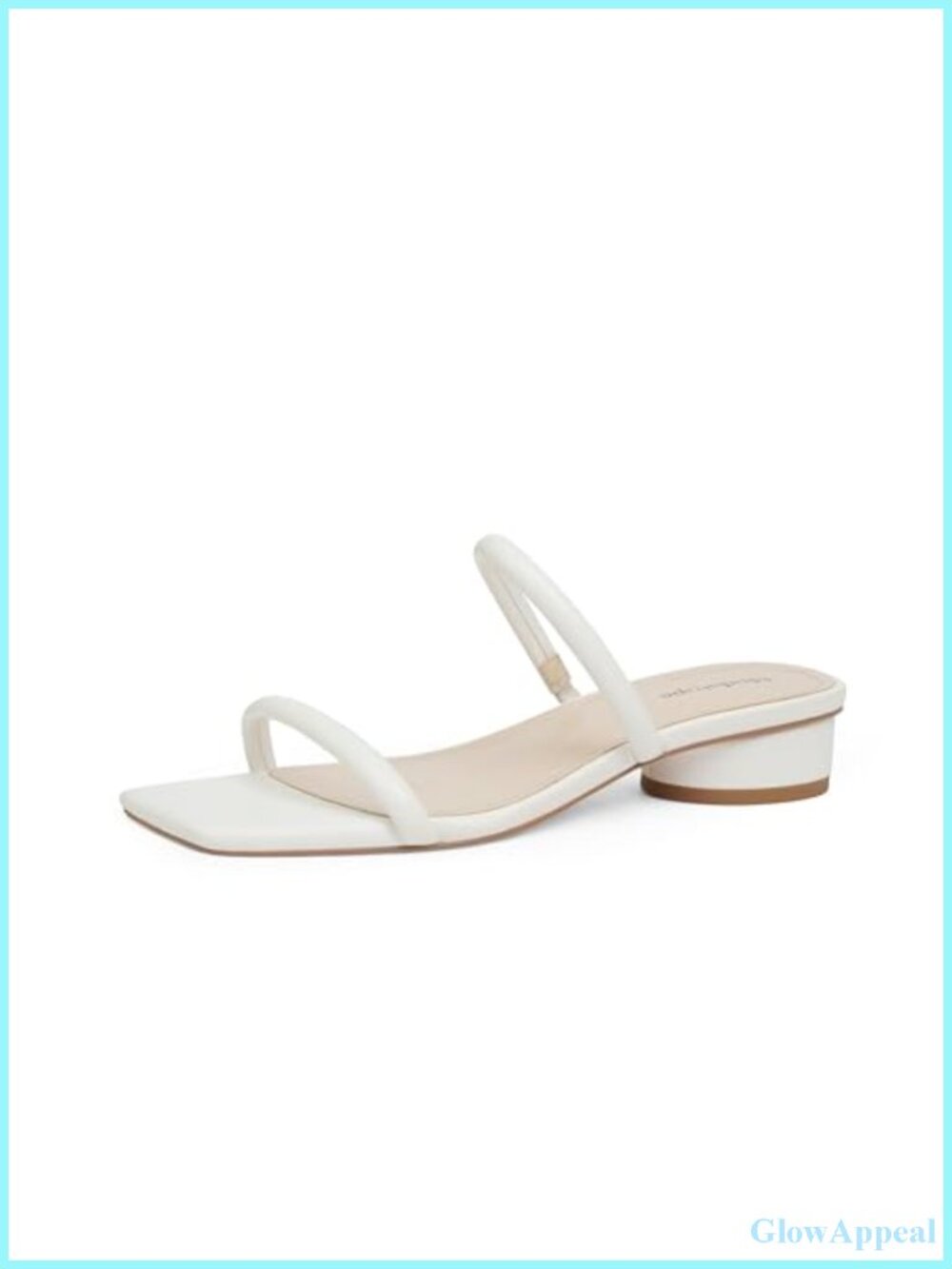 Women's Faux Leather Square Open Toe Two Strap Slip On Chunky Low Block Heel